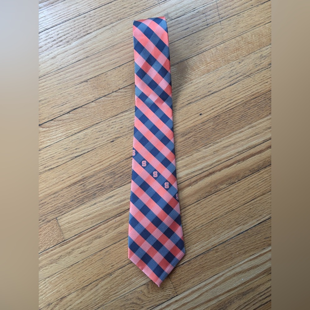 Syracuse University Plaid Tie in Orange and Blue